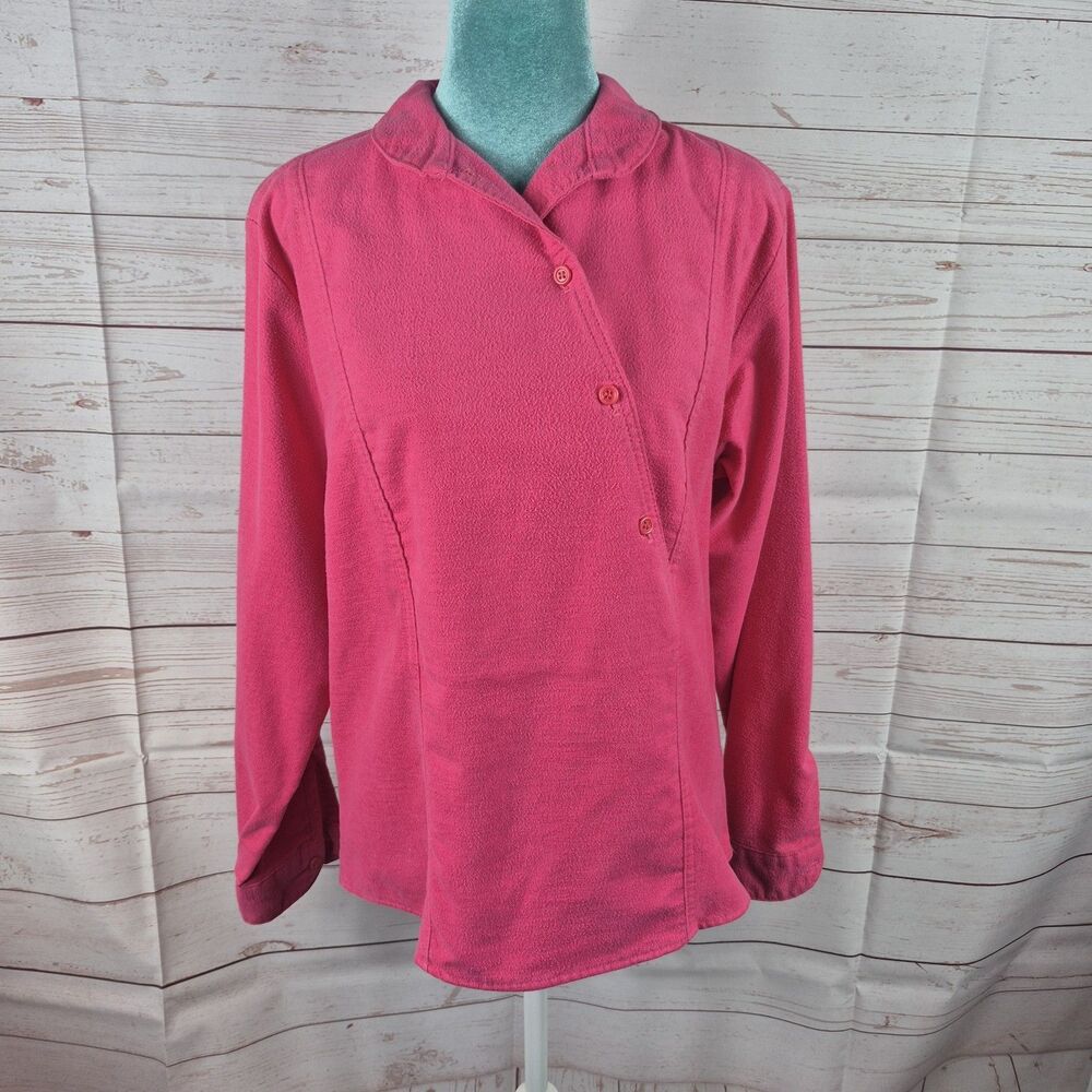 REI Pink Fleece Pullover Womens Sz Medium Vintage Half Button Up Long Sleeve